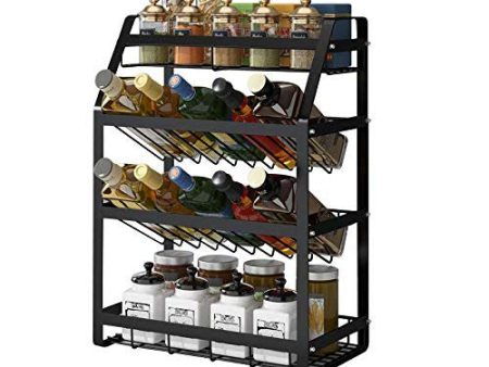 Astoryou - Estantería para especias de 3 pisos cocina, organizador salsas, especias, botellero, superficie trabajo, estante pie, baño, exhibición, color negro Reacondicionado Online now