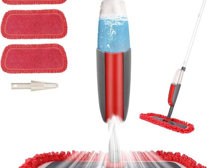 Aiglam Spray Mop, Mopa con pulverizador Limpiador de Ventanas y Escoba Barredora de Empuje Manual con Almohadilla de Microfibra Reutilizable (Rojo) Embalaje Deteriorado Online