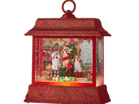 DOGS WITH PRESENTS LIGHTED WATER LANTERN on Sale