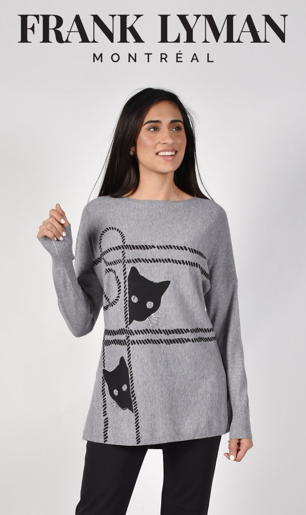 Grey Cat Pullover Fashion