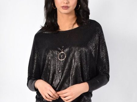 Black Sequins Blouse Hot on Sale