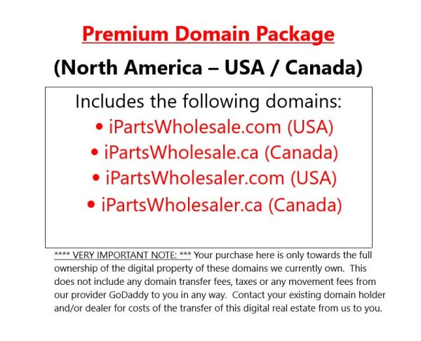 Domain Package: iPartsWholesale.com .ca iPartsWholesaler.com .ca on Sale