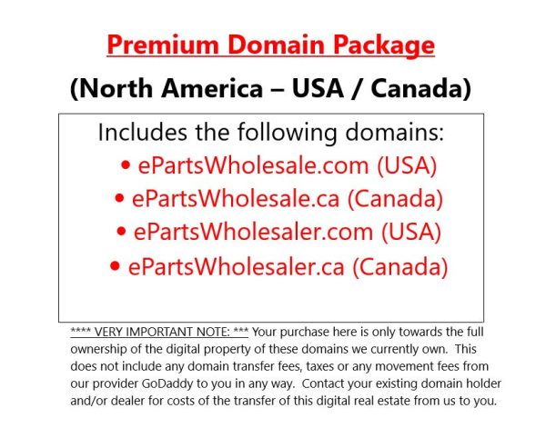 Domain Package: ePartsWholesale.com .ca ePartsWholesaler.com .ca Supply